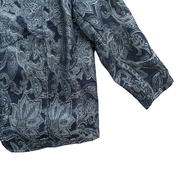 1990s Vintage Bon Worth Dark Paisley Floral Tapestry Zip Up Jacket Size XL - Picture 3 of 4